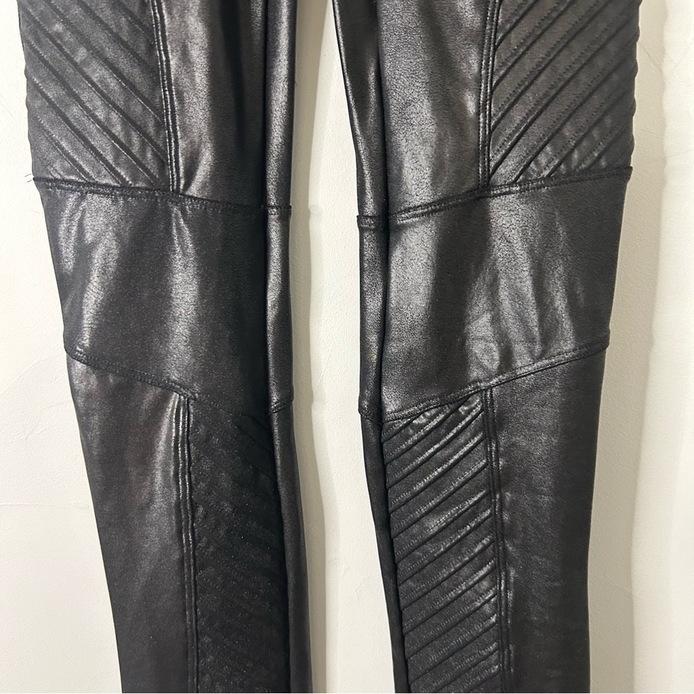 Spanx Faux Leather Black Moto Leggings - Picture 4 of 7